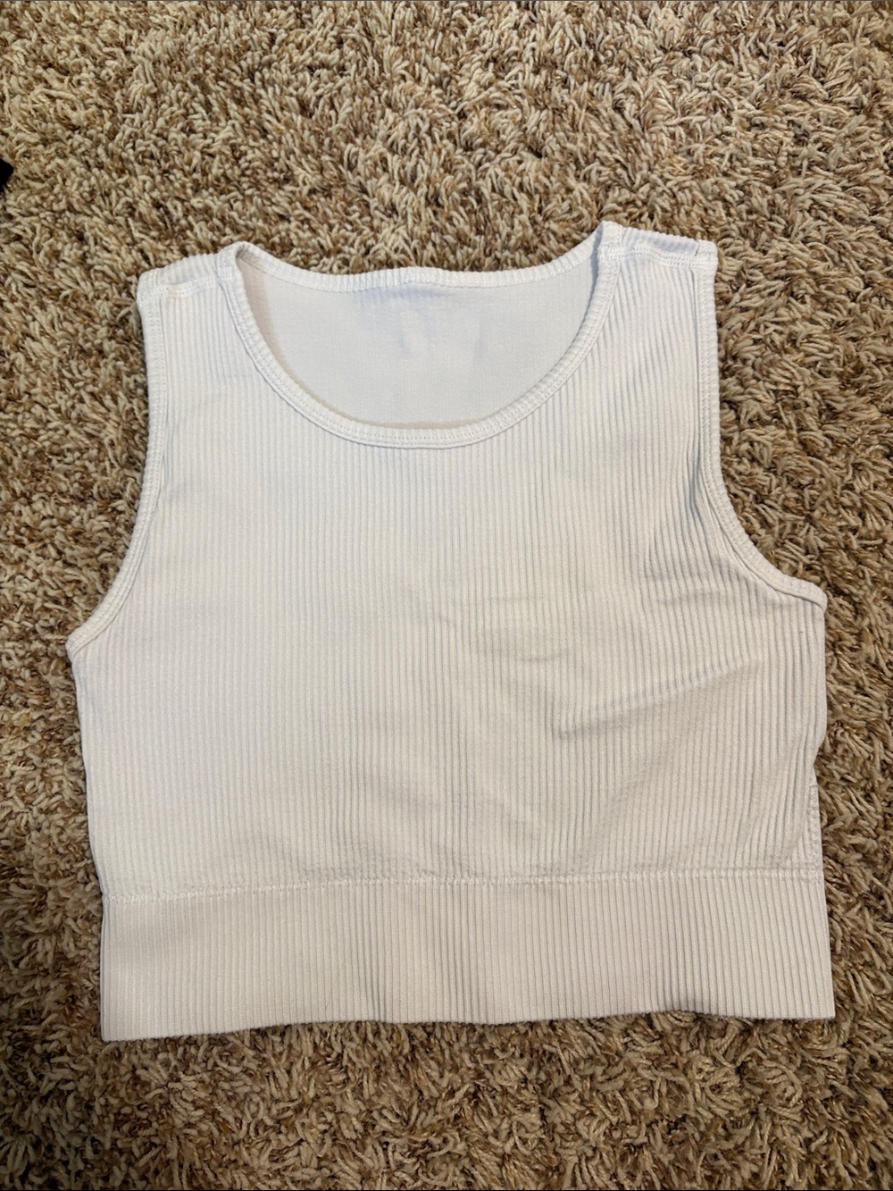 Marshalls White Ribbed Cropped Tank